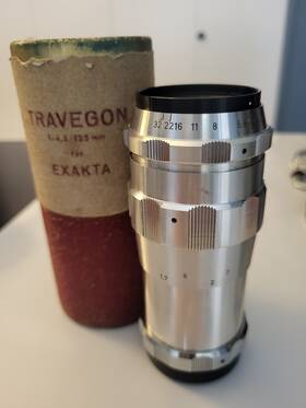 A. Schacht Ulm 144512 Vintage A. R Travegon 135mm F/4.5 Lens With Original Case Germany Rare