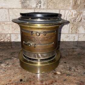 731229 Bausch Lomb Antique Vintage Brass Large Lens And No. 8 Part No 12 Inch F-4.5