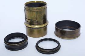 1867 Darlot 1867. Opticien Paris 12.5 Inch F4 Brass Barrel Lens. Circa Hood. Lens Iris