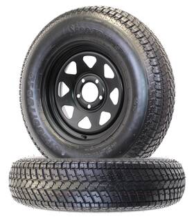 Ecustomrim 58879-2 2-pack Trailer Tire Rim St205/75d15 15 Inch Load Range C 5 Lug Blac