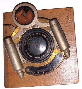 20003 Goerz & Dagor 1895 Patent B&l Photographic Camera Lens No. 5 On Wooden Plate