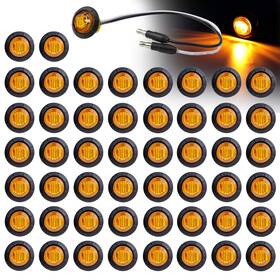 Lv-50-3led-dc-y Ledvillage 50 Pcs 3/4 Inch Mini Round Amber Lens And Light Button Side Marker Lights 3 Led