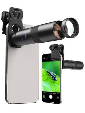Mi-tm10-us Miao Lab 10x Telephoto Lens And 200mm Macro 2-in-1 Aluminum Phone Camera