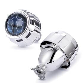 4350357441 Yufanya 2.5 Inch Honeycomb Bixenon Projector Lens With Sliver Chrome Shrouds