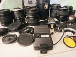 Vintage Camera Lens Accessories Lot Shutter Case Aspherical Nikon Hanimex Red. Fixed Price $75.00.