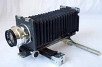 Exakta Camera Mount Multiscope Bellows, A. Schacht Ulm 105MM F/3.5 Travegar Lens. Fixed Price $195.00.