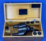 Antique 1930S Carl Zeiss Jena Microscope Binocular Eyepiece Attachment Wood Box. Fixed Price $60.00.