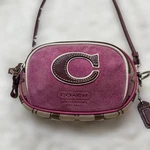 Coach Pochette Camera Bag, Crossbody With Keychain Suede X Canvas 4099. Fixed Price $157.28.