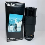 Vivitar 75-300MM F4.5-5.6 M/md Macro Focusing Zoom Lens Minolta Mount Black. Fixed Price $40.00.