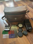 Vintage Jcpenney Camera Bag Flash Kit Pentax Lens Caps & Color Filters Untested. Fixed Price $40.50.