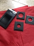 Graflex Film Holder And Three Lens Boards For Speed Graphic. Fixed Price $39.00.