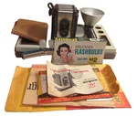 Argus Camera Portrait Kit W/ Flash, Bulbs, Box & 1950S Film Ad Collector Gem. Fixed Price $47.00.