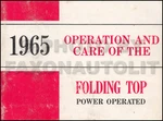 1965 Fisher Body Convertible Power Top Owners Manual Gm Big Cars Original Oem. Fixed Price $104.25.