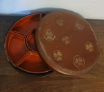 Nippon Tokugawa Clan Japanese Lacquered Wood Circle Box W/ 6 Dividers. Fixed Price $40.00.