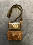 Leica Ernst Leitz Wetzlar Rangefinder Camera Black Silver With Leather Case. Fixed Price $350.00.