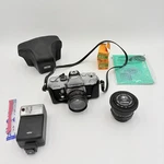 Petri Ft Ii 35MM Slr Camera Kit Canon Fd Lens 55MM F/1.8 Flash Case Key. Fixed Price $199.00.
