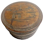 Vintage Carved Solid Wood Trinket Box Round Container Etched Nippon Japan Asian. Fixed Price $22.47.