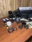 Vintage Nikon Slr Camera Kit Black Silver With Lenses Filters Manuals Bag Film. Fixed Price $300.00.